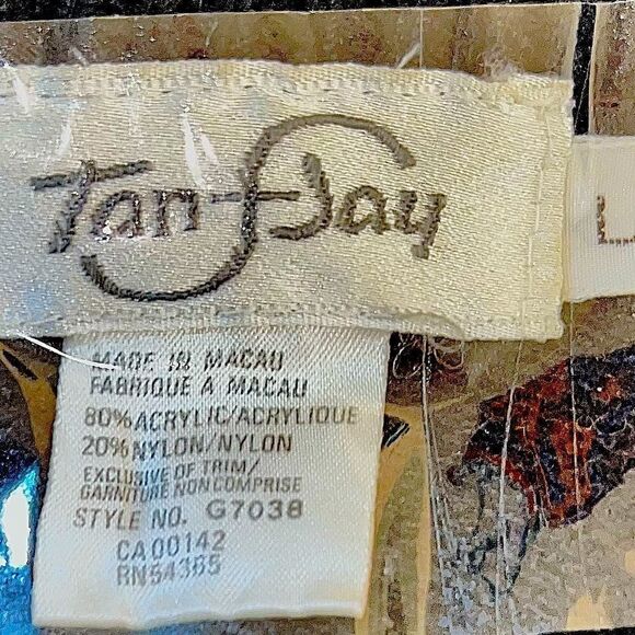 TanJay 80’s Vintage Floral Appliqué L/S Crew Neck Pullover Sweater Women’s Large - Picture 6 of 6